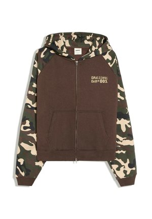 Bershka, RAGLAN PRINTED - HOODIE. - Sweat zippé - dark green
