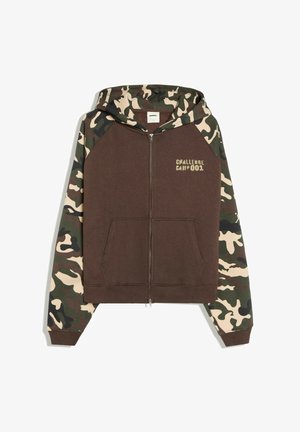 Bershka, RAGLAN PRINTED - HOODIE. - Sweat zippé - dark green