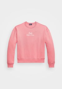 Rosa sweatshirt i bomull, med rund halsringning, ribbade manschetter och nederkant. Centrerad logotyp i vit text: "Polo Ralph Lauren."