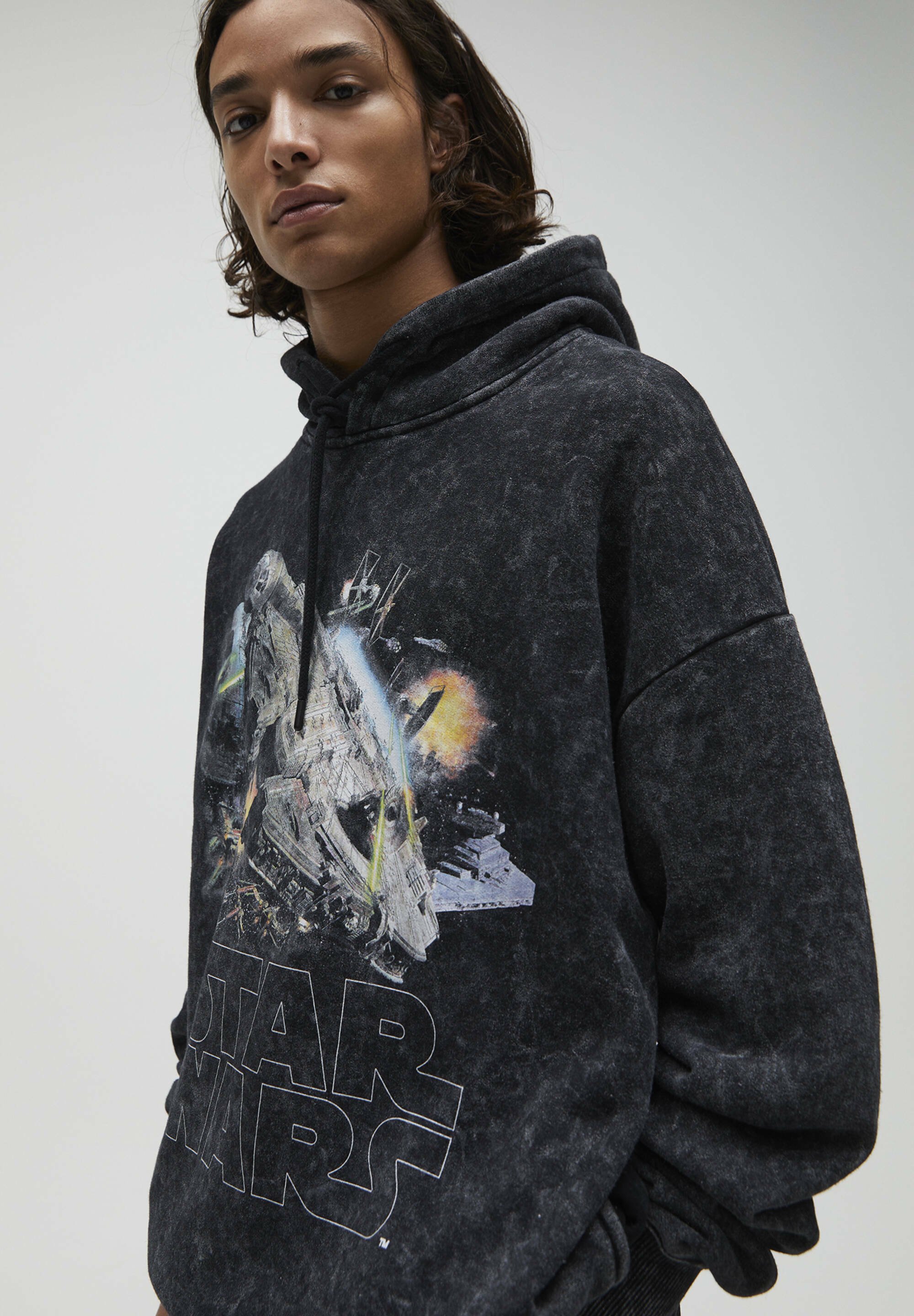 PULL\u0026BEAR STAR WARS - Kapuzenpullover - black/schwarz meliert - Zalando.de