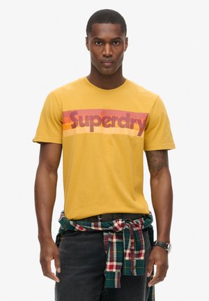 Superdry & Co RETRO STRIPE LOGO - Camiseta estampada - oil yellow