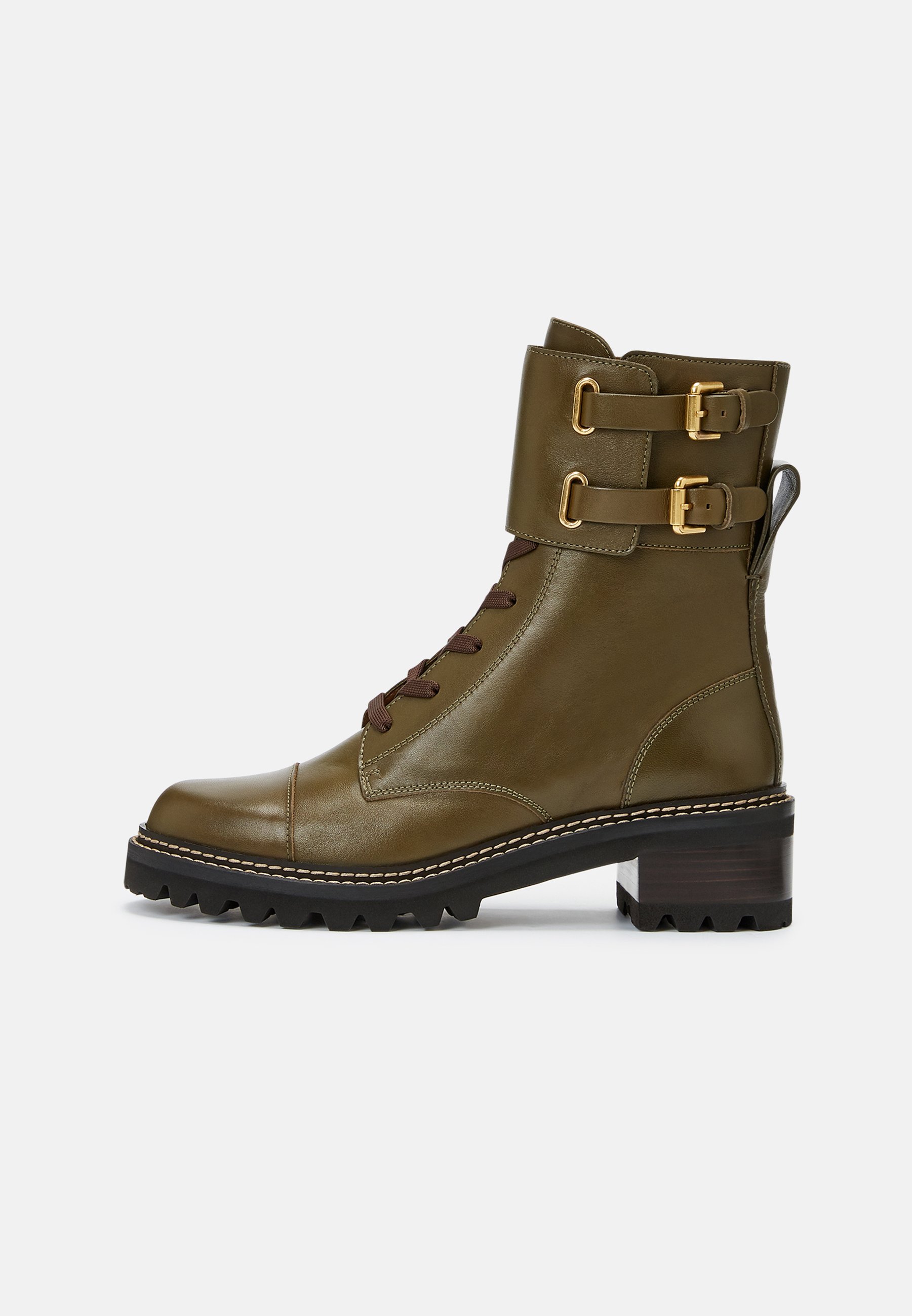 See by Chloé MALLORY LACE UP - Botines con cordones - khaki/caqui -  Zalando.es