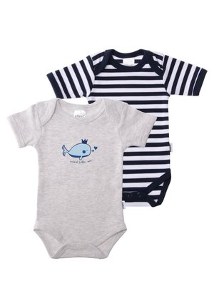 2 PACK - Body - grau melange  marine gestreift