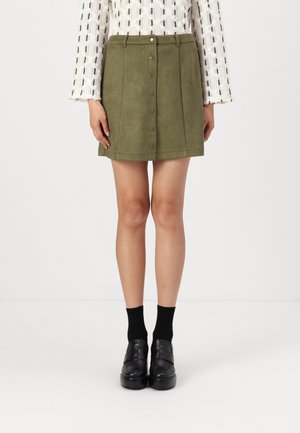ONLINA SUEDE BUTTON SKIRT - Miniskjørt - winter moss