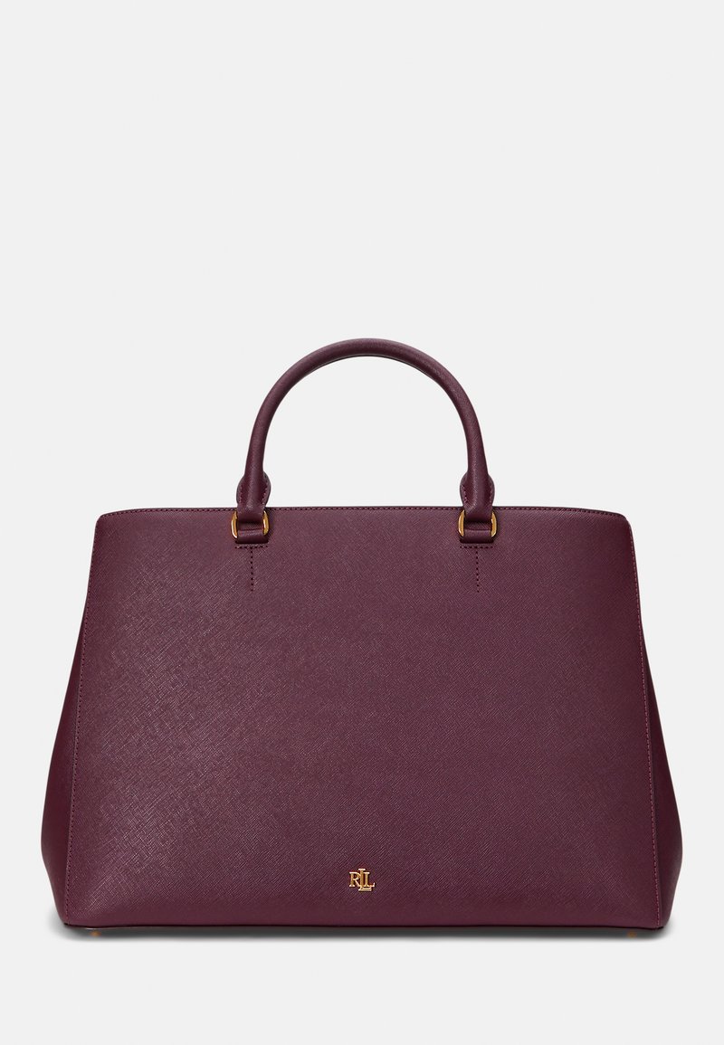 Lauren Ralph Lauren CROSSHATCH LEATHER LARGE HANNA SATCHEL - Ručna torba - pinot noir