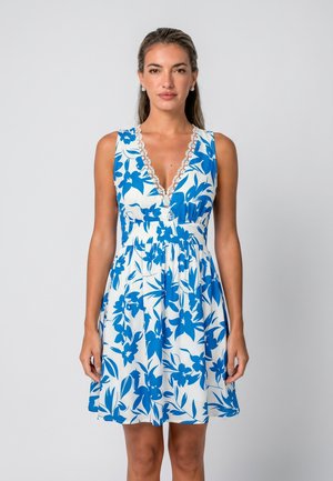 Cupshe, FLORAL PRINT SLEEVELESS SUMMER DRESS - Vestido informal - white blue