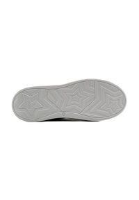 Suola di scarpa in gomma bianca con battistrada a motivo stella e dettagli testurizzati. Presenta bordi arrotondati e un lieve arco per il supporto.