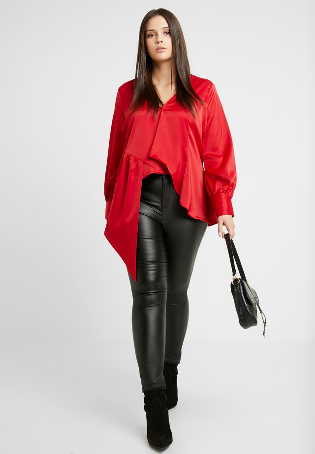 ASYM WRAP DETAIL BLOUSE - Blouse - red