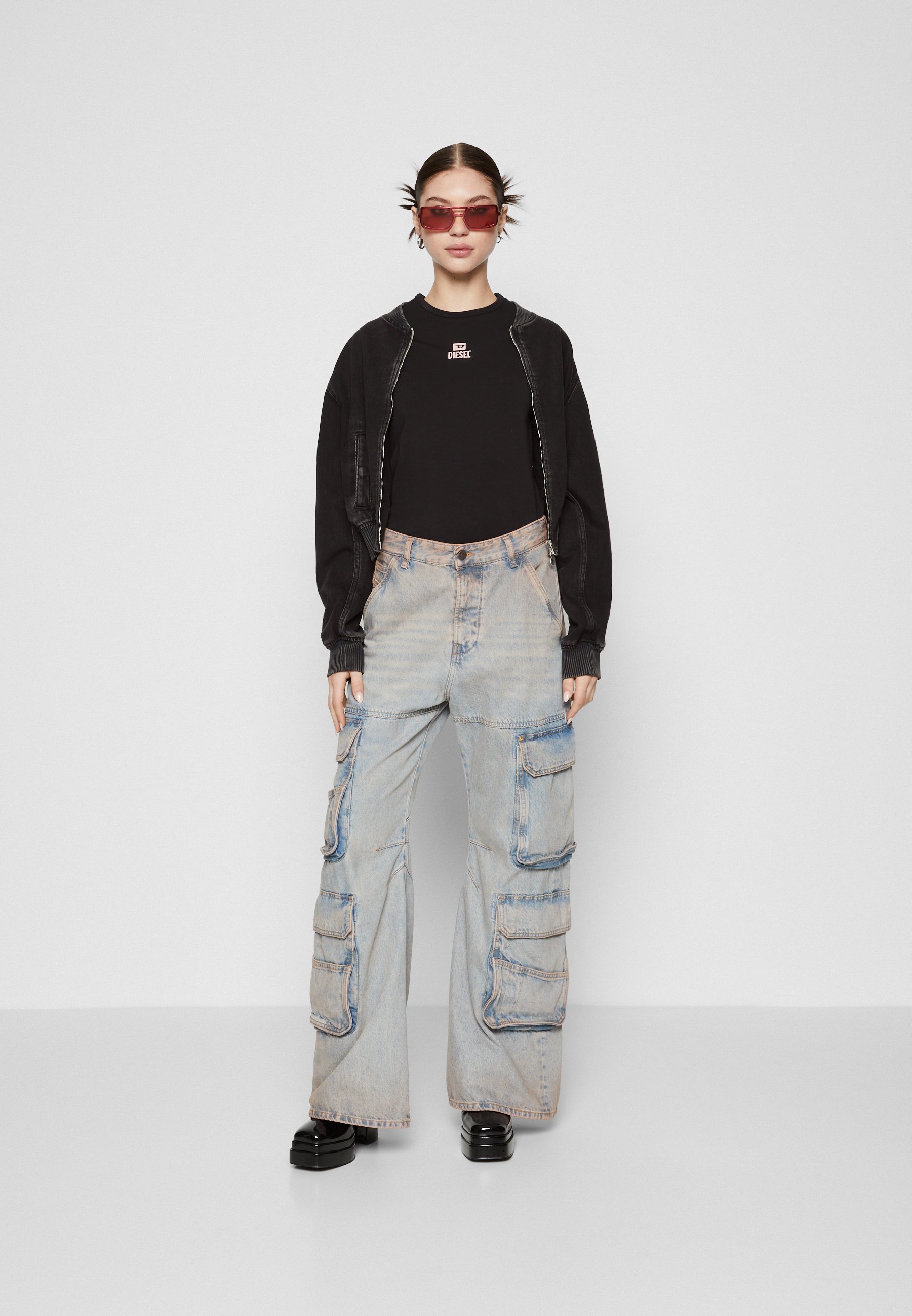 Diesel D-SIRE-CARGO-D - Wide Leg - 70w/grigio - Zalando.it
