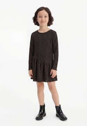 ONLY MINI KMGQUEEN O NECK GLITTER DRESS  - Cocktailkjole - black/rose gold-coloured