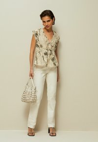 Next BRODERIE SHORT SLEEVE- REGULAR FIT - Bluse - khaki green