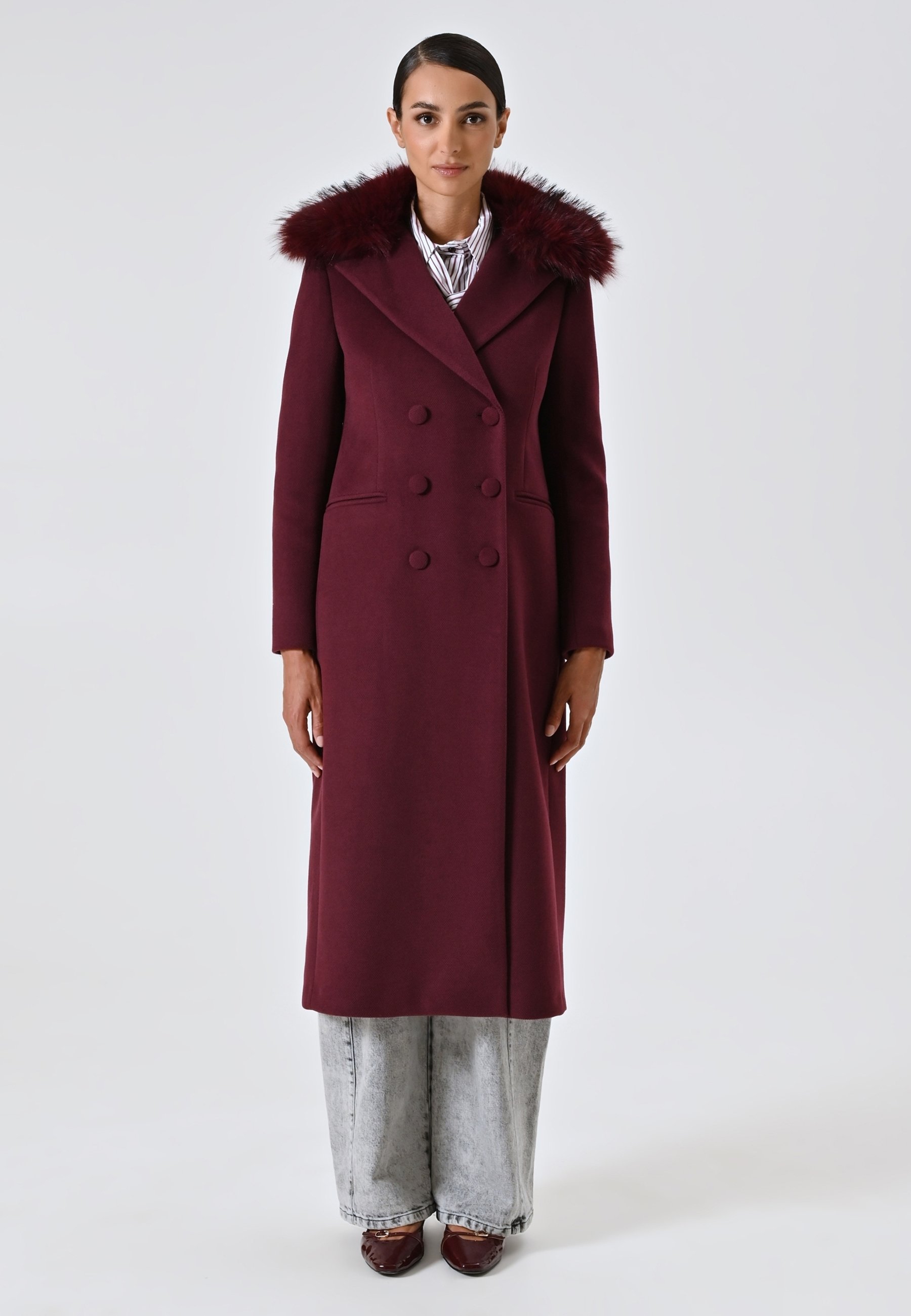 Veste En Laine Rayée Rinascimento - Taille 36, Beige/noir, Neuve Sans étiquettes, Jamais Portée