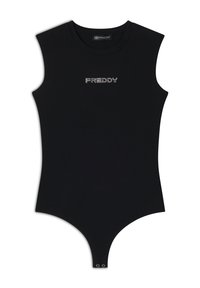 Freddy SENZA MANICHE IN STRETCH CON LOGO STRASS - Body - nero