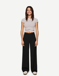 Bershka - WIDE-LEG TAILORED - Hlače - black Minijatura 1