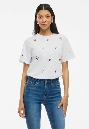 VILA VISANAYA RUNDHALS - T-Shirt print - optical snow