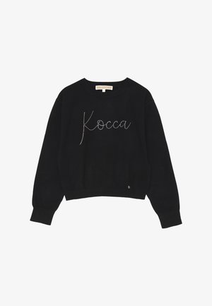 Felpa nera in cotone con design accorciato, collo rotondo e maniche lunghe. "Kocca" è impreziosito da borchie argentate sul davanti.