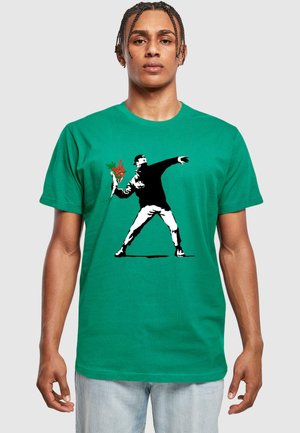 BANKSY - LOVE IS IN THE AIR  - T-Shirt print - forest green