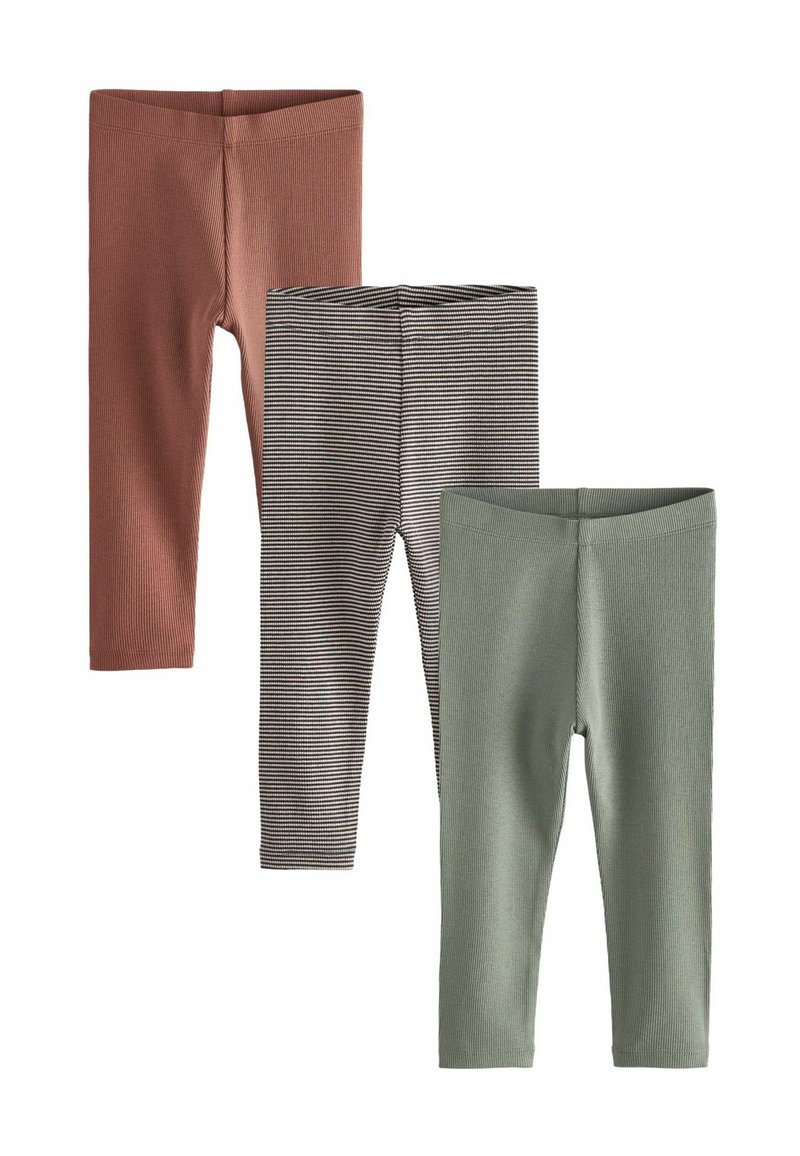 Next 3 PACK - Legíny – nohavice - rust brown sage green stripe