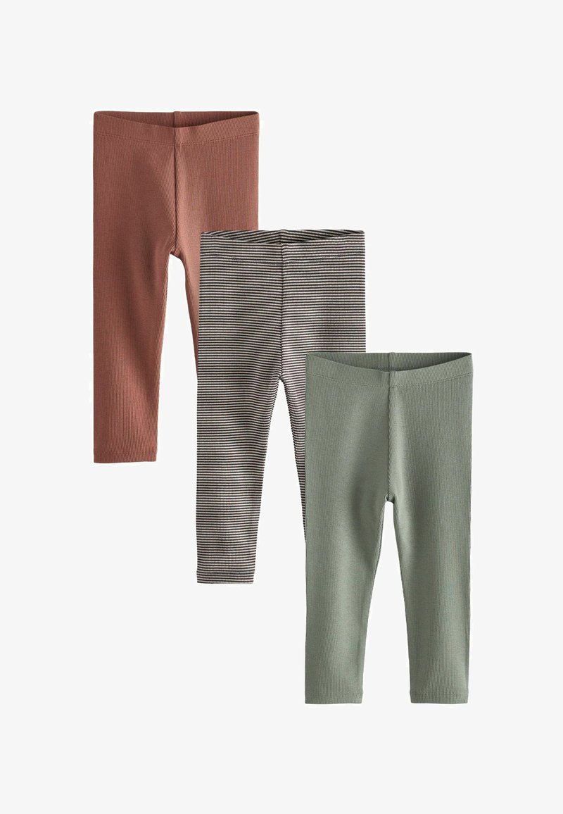 Next 3 PACK - Legging (type pantalon) - rust brown sage green stripe
