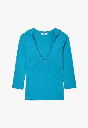 Stradivarius, 3/4 SLEEVE HOODED T-SHIRT - Top s dlhým rukávom - blue