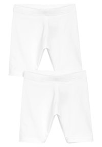 Witte katoenen shorts met een elastische tailleband, met een soepele textuur en een eenvoudig, klassiek design. Geen zichtbare patronen of versieringen.