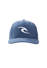 Blauwe denim baseballpet met een gebogen klep, voorzien van een wit golflogo aan de voorkant en gestikte details op de kroon.