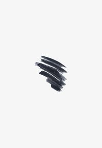 Dark gray paint smear on a white background, with varied brushstroke widths and a smooth, semi-gloss texture.