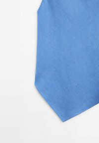 Light blue sleeveless top with a round neckline, made of smooth cotton fabric, featuring a slightly curved hem and minimal stitching details.