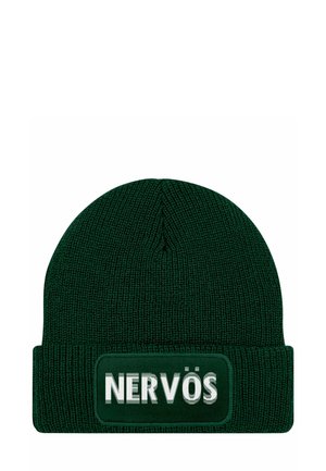 MIT PATCH SPRUCH NERVÖS AUFDRUCK - Beanie - dunkelgrün