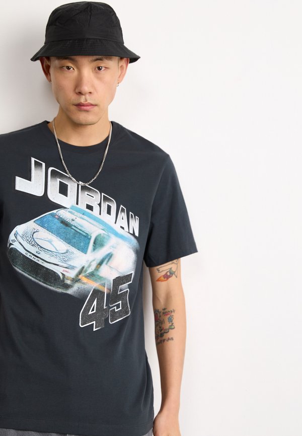 BRAND CAR CREW - Print T-shirt - off noir3