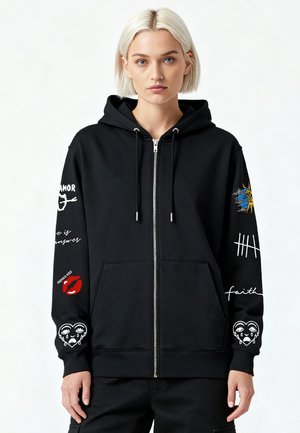 BRUTAL TATTOO EMBROIDERY UNISEX ZIPPED  - Sweat zippé - black