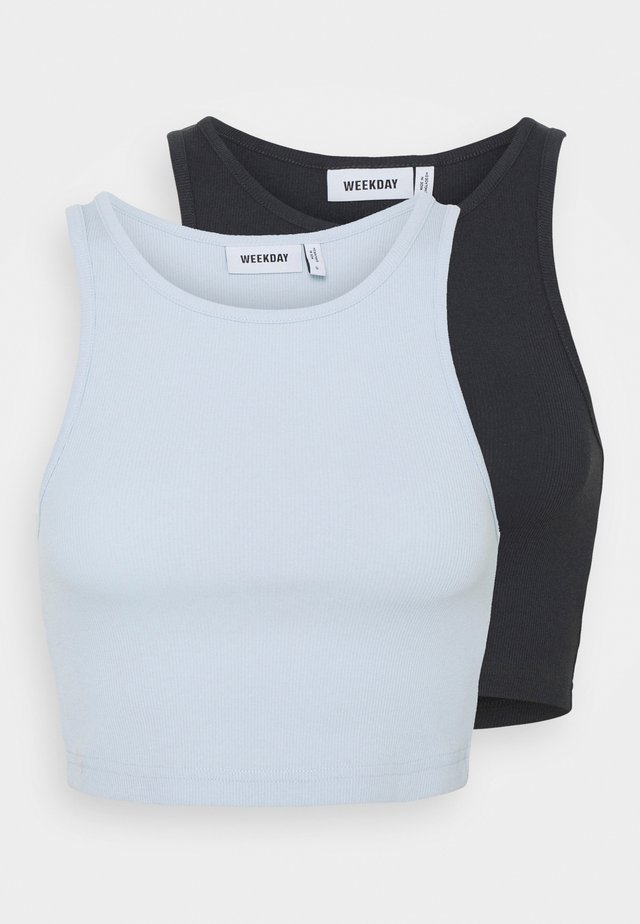 STELLA CROP 2 PACK - Top - light blue/off black