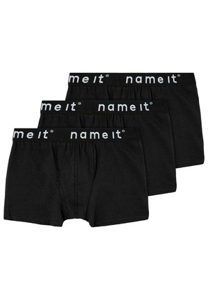 Boxeri scurți negri din bumbac, într-un pachet de trei, cu un brâu cu logo alb și o croială ajustată, având o textură netedă și fără modele vizibile.