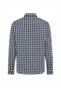 Langarmshirt in een marineblauw en wit ruitpatroon, gemaakt van een katoenmix, met een button-down kraag en knoopmanchetten.