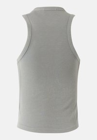 Lichtgrijze aansluitende tanktop met ribbeltextuur, mouwloos ontwerp en een ronde halslijn, met schone naden en een rechte zoom.