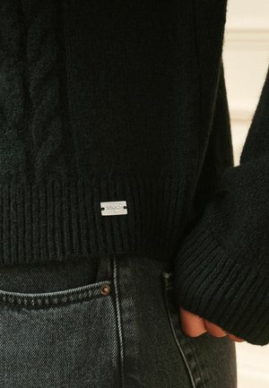 Laura Ashley, REGULAR FIT - CABLE KNIT CARDIGAN - Cardigan - black
