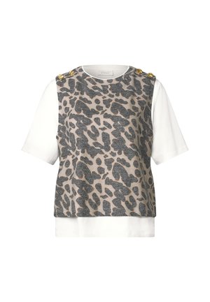 Street One Studio, 2-IN-1 SHIRT MIT KNÖPFEN UND LEO-MUSTER - Print T-shirt - black