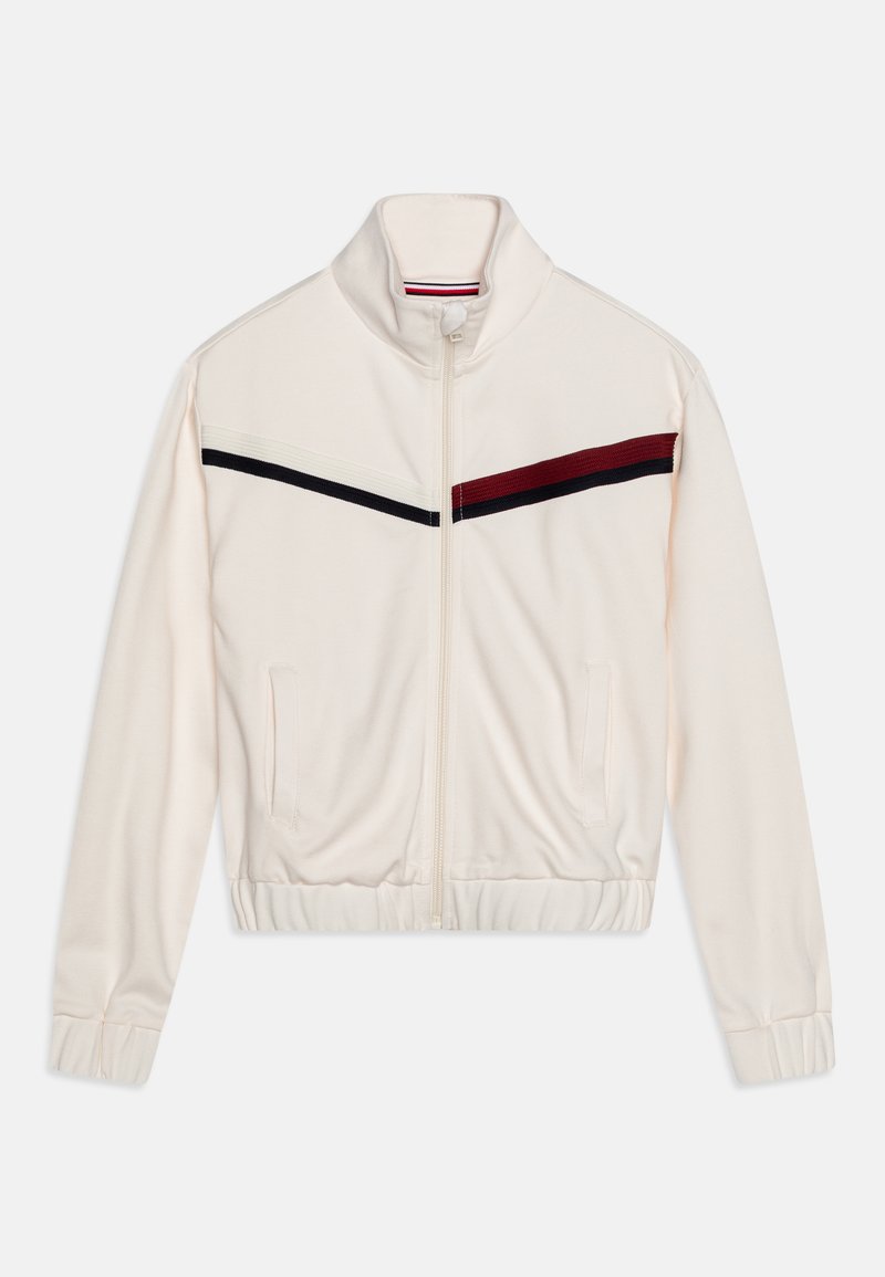 80s White Tommy Hilfiger Zip Up Knit L