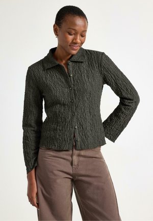 Lindex TEXTURED - Skjortebluser - dark green