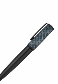Kuličkové pero s texturovaným víčkem modro-šedé barvy a matným černým tělem. Obsahuje klip pro přichycení.