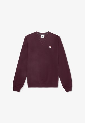 Bordeaux sweatshirt van zachte stof, met lange mouwen, een ronde halslijn en een klein multikleurig logo op de linkerkant van de borst.