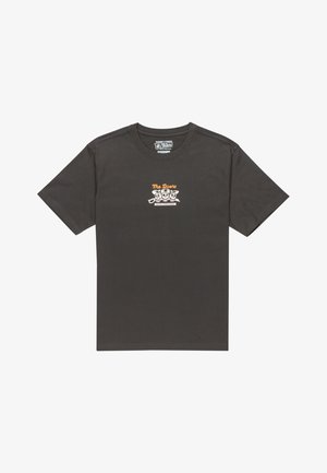 Dark gray cotton t-shirt with short sleeves, features a colorful graphic print of skulls and text "The Doors" on the chest.