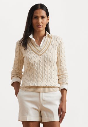Lauren Ralph Lauren GASSED COTTON SWEATER - Jumper - mascarpone cream/sand dune