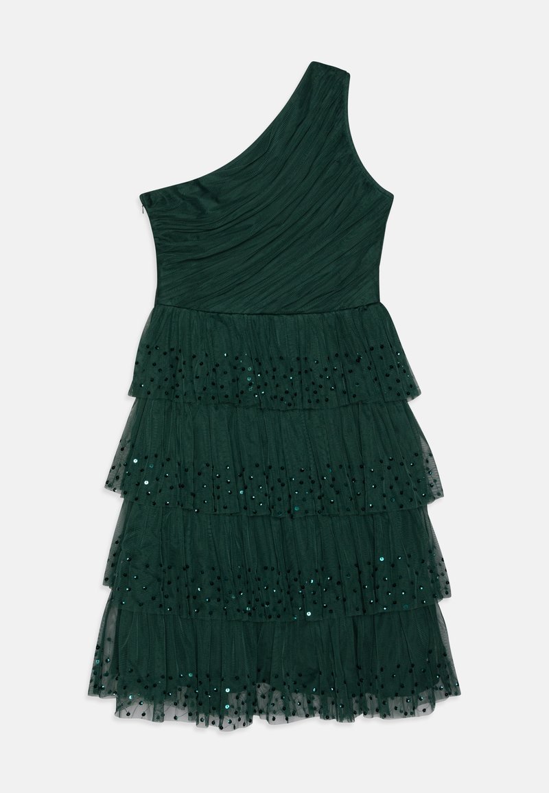Anaya with love ONE SHOULDER TIERED EMBELLISHED MIDI DRESS - Cocktail dress  / Party dress - dark green/green - Zalando.co.uk