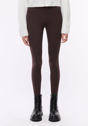 Terranova, LEGGINGS LUNGO TINTA UNITA - Leggings - cacao