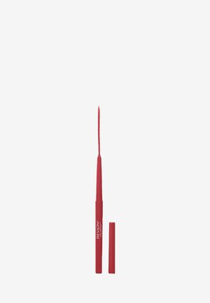 Red lip liner pencil with a tapered tip, matte finish, and a removable cap. Features brand labeling in white text along the side.