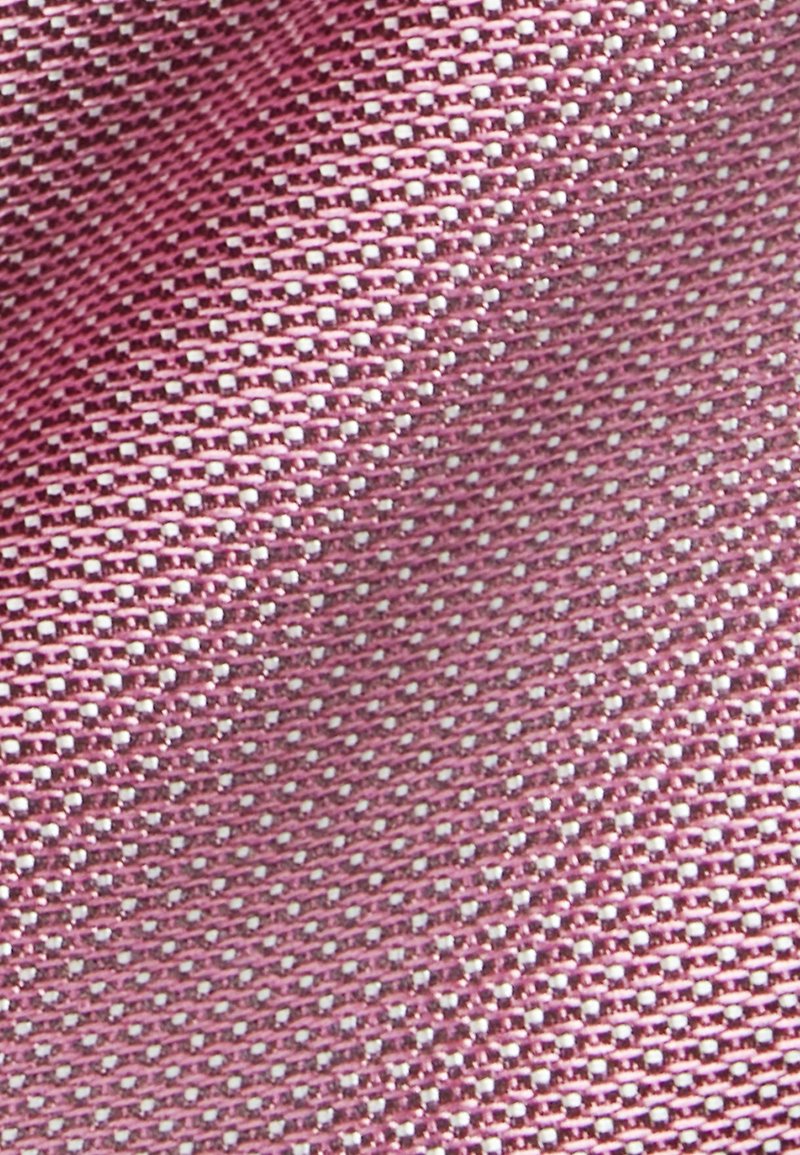 Polyester fabric in light pink with a textured weave. Features small, shiny accents evenly distributed throughout the surface.