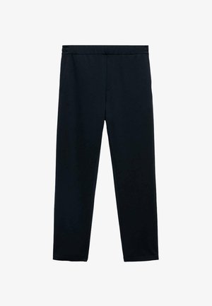 Schwarze, sportliche Hosen aus glattem, dehnbarem Stoff. Mit flachem Bund und zwei Seitentaschen. Schlichtes, verjüngtes Beindesign.