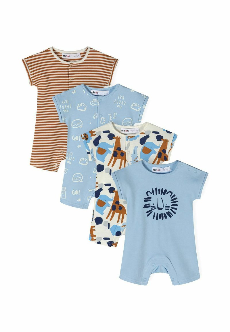 MINOTI - 4 PACK SHORT SLEEVE ROMPERS  - Pajac - light blue beige, Povečajte