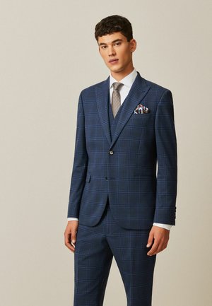 SLIM FIT CHECK - Suit jacket - blue